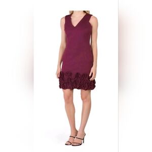 Elegant Wine Donna Ricco New York Ruffle Hem Dress . Size 14.